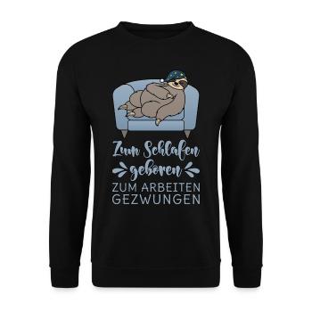 zum-schlafen-geboren - Unisex Pullover - Schwarz - Vorne - Alina (178cm) & Michal (187cm)
