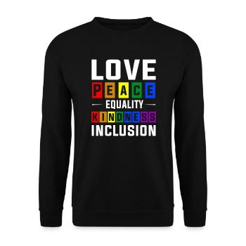 LGBTQ love peace equality kindness inclusion - Unisex Pullover - Schwarz - Vorne - Alina (178cm) & Michal (187cm)