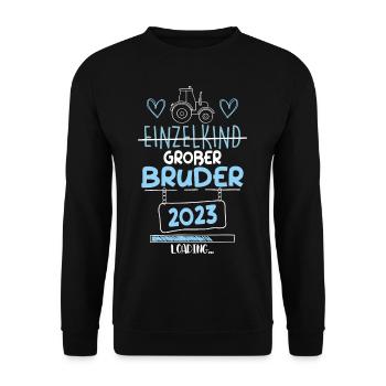 Großer Bruder 2023 Traktor - Unisex Pullover - Schwarz - Vorne - Alina (178cm) & Michal (187cm)