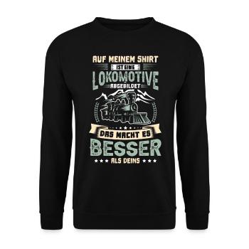 Lokomotive Lokführer Eisenbahn Zug - Unisex Pullover - Schwarz - Vorne - Alina (178cm) & Michal (187cm)