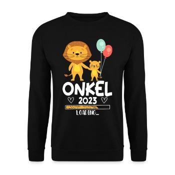 Onkel 2023 Loading Schwangerschaft - Unisex Pullover - Schwarz - Vorne - Alina (178cm) & Michal (187cm)