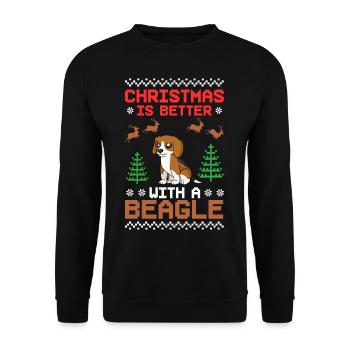 Beagle Dog Puppy Owner Lover Christmas - Unisex Sweatshirt - black - Front - Alina (178cm) & Michal (187cm)