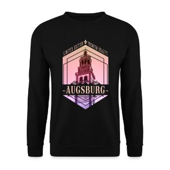 Augsburg Deutschland Stadt Skyline Heimat Liebe - Unisex Pullover - Schwarz - Vorne - Alina (178cm) & Michal (187cm)
