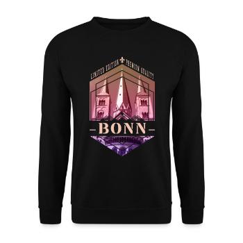 Bonn Deutschland Stadt Skyline Heimat Liebe - Unisex Pullover - Schwarz - Vorne - Alina (178cm) & Michal (187cm)