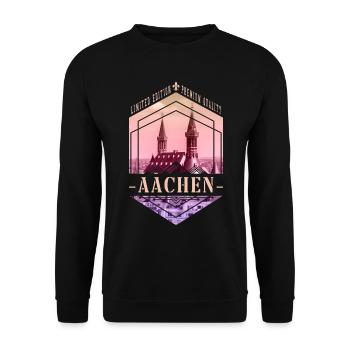 Aachen Germany City Skyline Home Love - Unisex Sweatshirt - black - Front - Alina (178cm) & Michal (187cm)