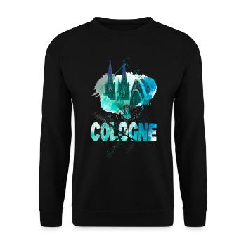 Cologne Cathédrale de Cologne Allemagne Ville Skyline Splash - Sweat-shirt Unisexe - noir - Devant - Alina (178cm) & Michal (187cm)