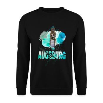 Augsbourg Allemagne City Skyline Splash Coloré - Sweat-shirt Unisexe - noir - Devant - Alina (178cm) & Michal (187cm)