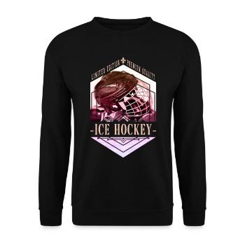 Ice Hockey Helmet Vintage Retro Player Sports Team - Unisex Sweatshirt - black - Front - Alina (178cm) & Michal (187cm)