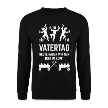 Vatertag – Bier Im Kopf (2 Bollerwagen / White) - Unisex Pullover - Schwarz - Vorne - Alina (178cm) & Michal (187cm)