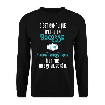 C'est compliqué d'être Bogosse Guide touristique - Sweat-shirt Unisexe - noir - Devant - Alina (178cm) & Michal (187cm)