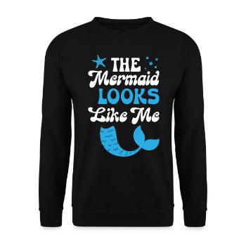 The Mermaid Looks Like Me - Unisex Pullover - Schwarz - Vorne - Alina (178cm) & Michal (187cm)