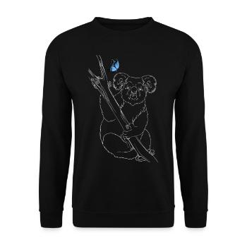 Koala mit Schmetterling - Unisex Pullover - Schwarz - Vorne - Alina (178cm) & Michal (187cm)