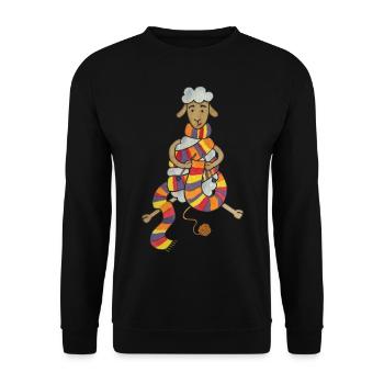 Süßes Schaaf stricken häkeln Wolle - Unisex Pullover - Schwarz - Vorne - Alina (178cm) & Michal (187cm)