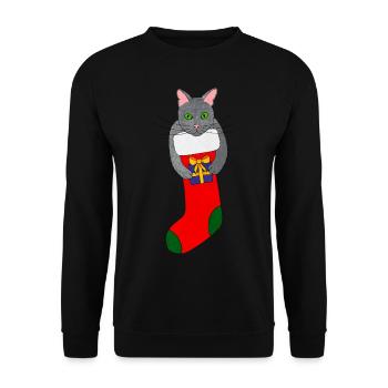 christmas cat kitten christmas kitten xmas cat - Unisex Sweatshirt - black - Front - Alina (178cm) & Michal (187cm)