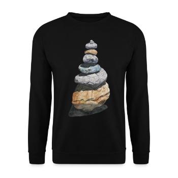 Stone Stack Stone Turret Cairn Hiking - Unisex Sweatshirt - black - Front - Alina (178cm) & Michal (187cm)