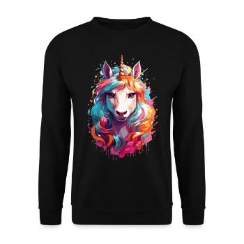 Magical Unicorn: Rainbow Pony - Unisex Sweatshirt - black - Front - Alina (178cm) & Michal (187cm)