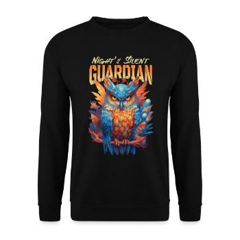 Owl Bird Guardian Night Nature Mystical Colorful Art - Unisex Sweatshirt - black - Front - Alina (178cm) & Michal (187cm)