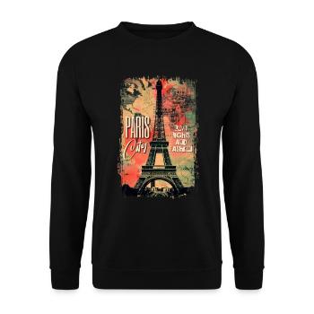 Paris France City Skyline Eiffel Tower Vintage - Unisex Sweatshirt - black - Front - Alina (178cm) & Michal (187cm)