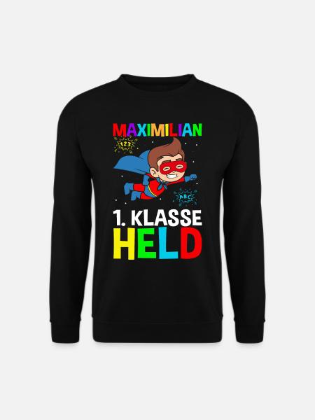 Schulkind Maximilian 1. Klasse Held - Unisex Pullover - Schwarz