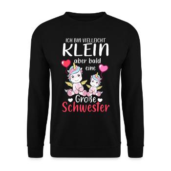 Je suis petite mais bientôt une grande sœur - Sweat-shirt Unisexe - noir - Devant - Alina (178cm) & Michal (187cm)