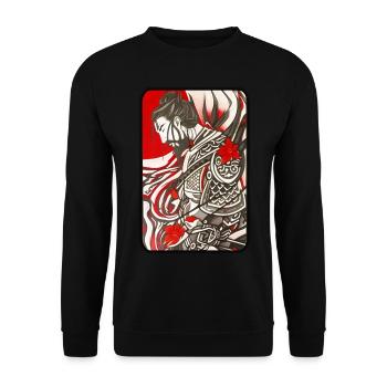 Stolzer Samurai Krieger - Unisex Pullover - Schwarz - Vorne - Alina (178cm) & Michal (187cm)