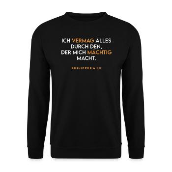 Bibelverse, Bibelvers, Gott, Jesus - Unisex Pullover - Schwarz - Vorne - Alina (178cm) & Michal (187cm)