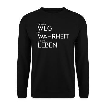 Jesus Christus / Christliches Geschenk - Unisex Pullover - Schwarz - Vorne - Alina (178cm) & Michal (187cm)