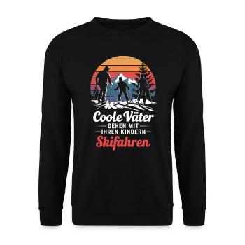 Vater Kinder Skifahren, Junge, Mädchen - Unisex Pullover - Schwarz - Vorne - Alina (178cm) & Michal (187cm)