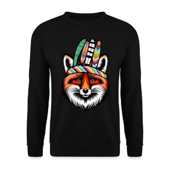Schamanen Fuchs Füchse spirituell - Unisex Pullover - Schwarz - Vorne - Alina (178cm) & Michal (187cm)