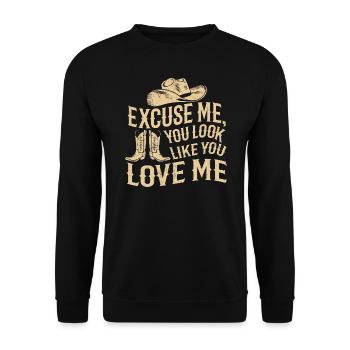 Excuse me you look like you love me - Unisex Sweatshirt - black - Front - Alina (178cm) & Michal (187cm)