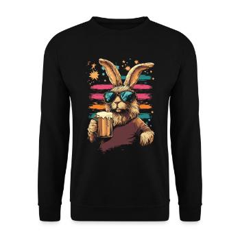 Lapin en lunettes de soleil buvant de la bière - Sweat-shirt Unisexe - noir - Devant - Alina (178cm) & Michal (187cm)