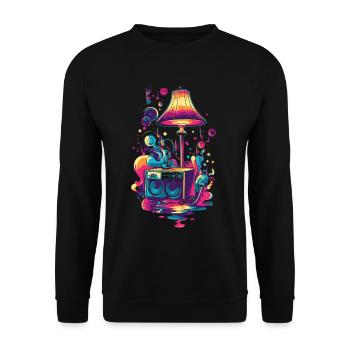 Lamp 70s Music Party - Unisex Sweatshirt - black - Front - Alina (178cm) & Michal (187cm)