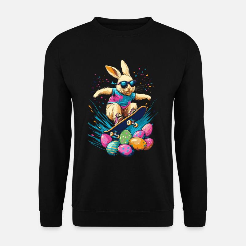 Easter Bunny Rides Skateboard - Unisex Sweatshirt - black