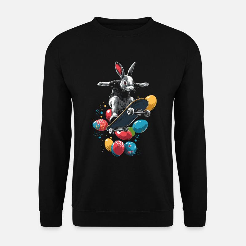 Lapin de Pâques Skateboard - Sweat-shirt Unisexe - noir