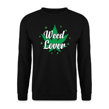 Weed Lover - Cannabis Lover - Marihuana Lover - Unisex Pullover - Schwarz - Vorne - Alina (178cm) & Michal (187cm)