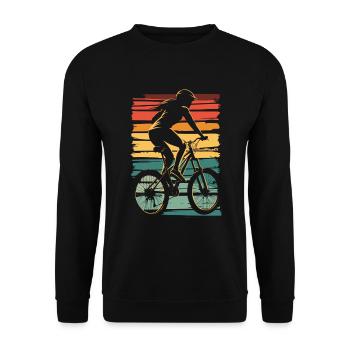 Mountainbiking Mountainbike Vintage Frau Mädchen - Unisex Pullover - Schwarz - Vorne - Alina (178cm) & Michal (187cm)