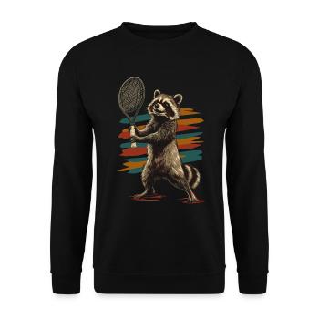 Raton laveur jouant au tennis - Sweat-shirt Unisexe - noir - Devant - Alina (178cm) & Michal (187cm)