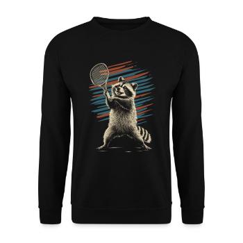 Raton laveur jouant au tennis - Sweat-shirt Unisexe - noir - Devant - Alina (178cm) & Michal (187cm)