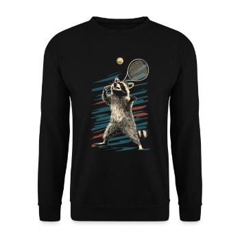 Raton laveur jouant au tennis - Sweat-shirt Unisexe - noir - Devant - Alina (178cm) & Michal (187cm)