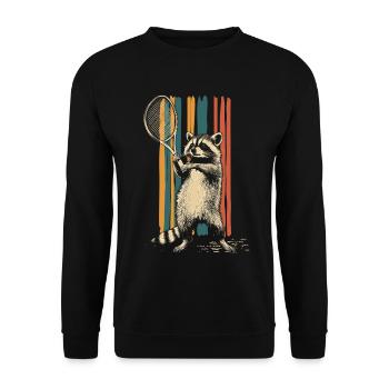 Raton laveur jouant au tennis - Sweat-shirt Unisexe - noir - Devant - Alina (178cm) & Michal (187cm)