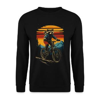 Balade en VTT avec raton laveur - Sweat-shirt Unisexe - noir - Devant - Alina (178cm) & Michal (187cm)