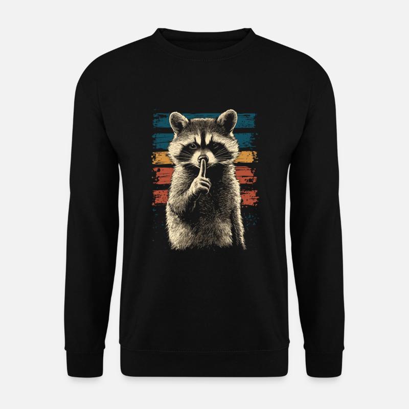 Waschbär mit Finger vor dem Mund - Unisex Pullover - Schwarz