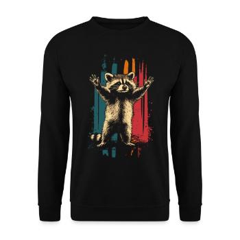 Raton laveur aux bras tendus - Sweat-shirt Unisexe - noir - Devant - Alina (178cm) & Michal (187cm)