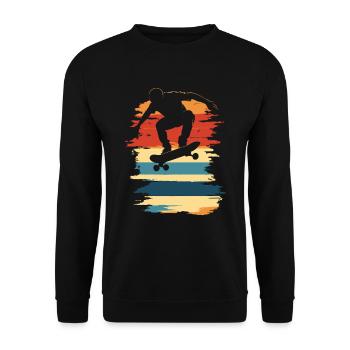 Skateboard Retro vintage Skating Skateboarding - Unisex Pullover - Schwarz - Vorne - Alina (178cm) & Michal (187cm)