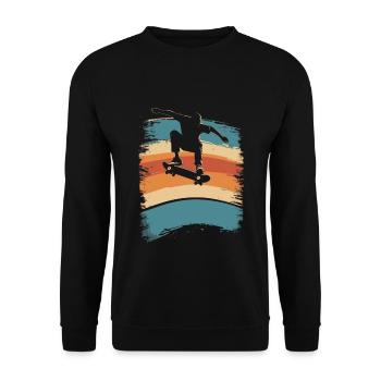Skateboard Retro vintage Skating Skateboarding - Unisex Pullover - Schwarz - Vorne - Alina (178cm) & Michal (187cm)
