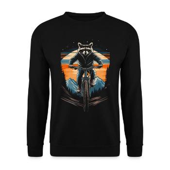 Balade en raton laveur VTT vintage - Sweat-shirt Unisexe - noir - Devant - Alina (178cm) & Michal (187cm)