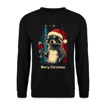 Vin de Noël raton laveur - Sweat-shirt Unisexe - noir - Devant - Alina (178cm) & Michal (187cm)