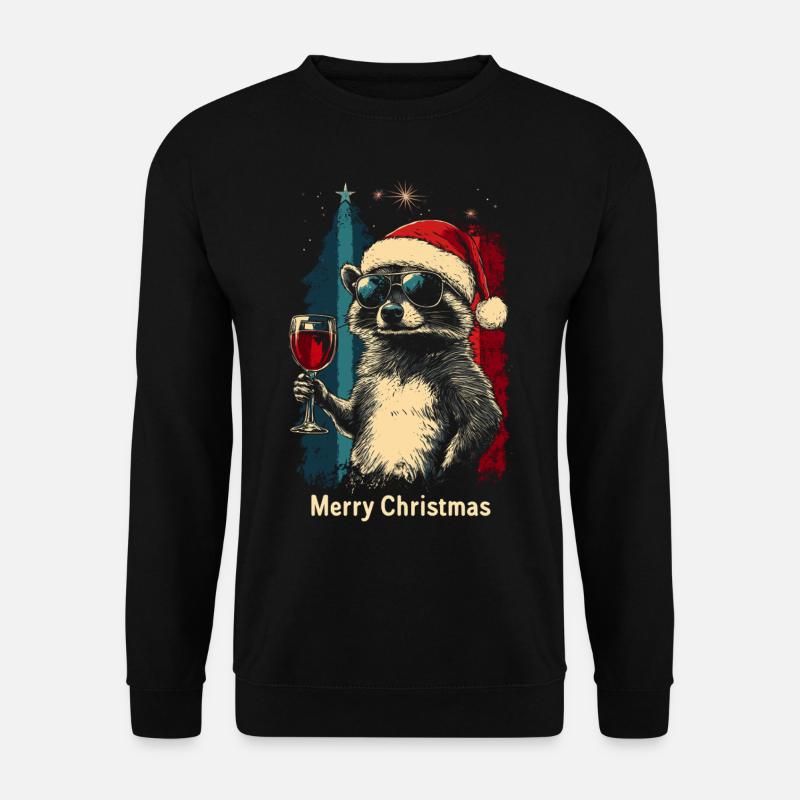 Weihnachten Wein Waschbär - Unisex Pullover - Schwarz