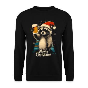 Christmas Beer Raccoon - Unisex Sweatshirt - black - Front - Alina (178cm) & Michal (187cm)