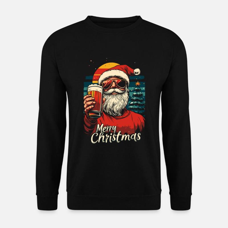 Weihnachtsmann mit Bier - Unisex Pullover - Schwarz